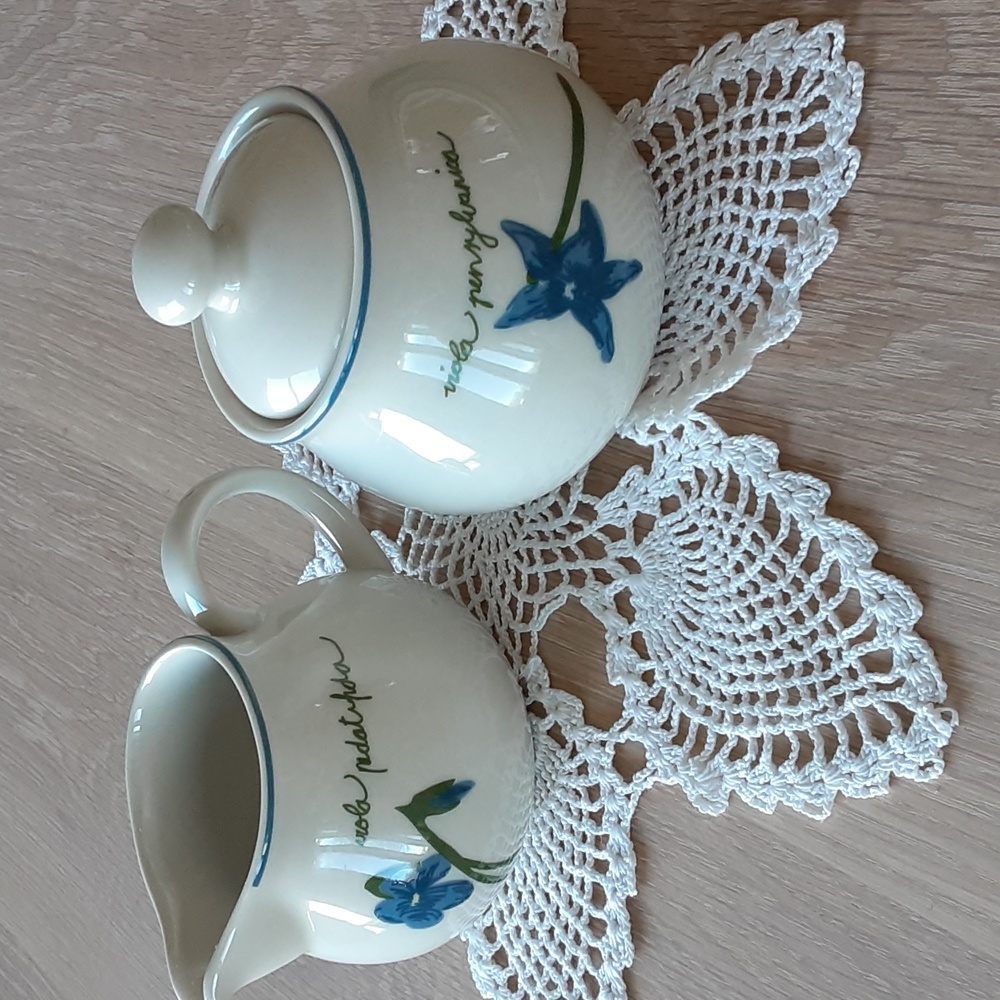 Van Cleef Sugar Bowl and Creamer Set Viola Pensylvanica